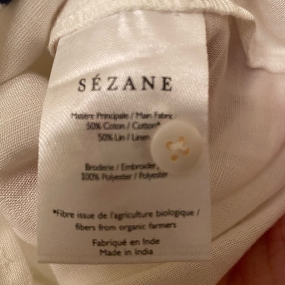 Sezane White and Blue Embroidered Top - Picture 4 of 7